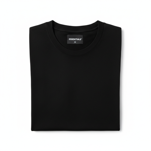 Plain black t-shirt on white background